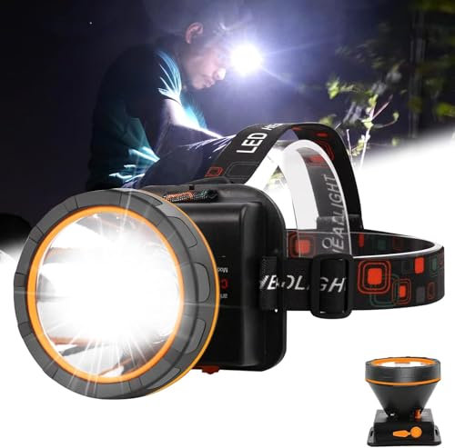PARAROSE Wiederaufladbare Stirnlampe, High Lumen Super Bright Headlamp Flashlight, 2 Mode, Wasserdicht, USB LED Headlamp Batteriebetrieben für Outdoor Camping, Angeln, Jagen, Laufen