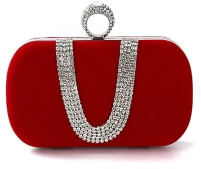 YUEZHAN Abendtasche Damen Clutch Damen Abend Taschen Clutch Bag Party Lady Schwarz Rot Kette Schulter Tasche Handtaschen Für Geldbörse Rot
