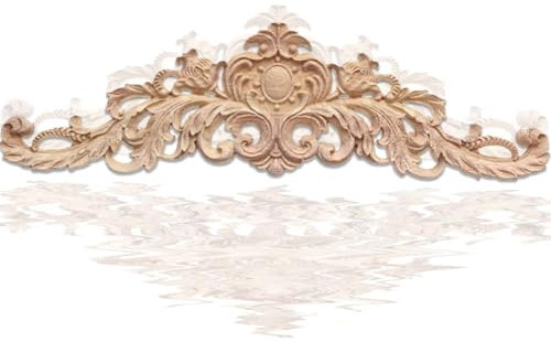 XMYCYuChen One Piece Strong Carved Moulding Applique Exquisited Polished Furniture Unpainted Mouldings Decal Smooth Surface Wooden Carved Applique for Decoration