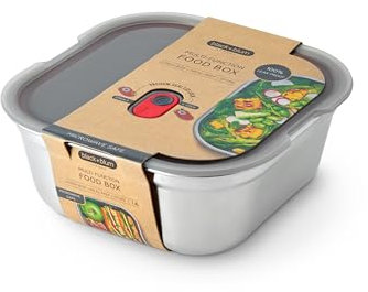 BLACK + BLUM Multifunktions Lunchbox Edelstahl 1,4 L | 100% auslaufsichere Meal Prep Boxen mit Vakuumverschluss | Edelstahl Brotdose gefrier-, mikrowellen-, spülmaschinen- & backofenfest | BPA frei