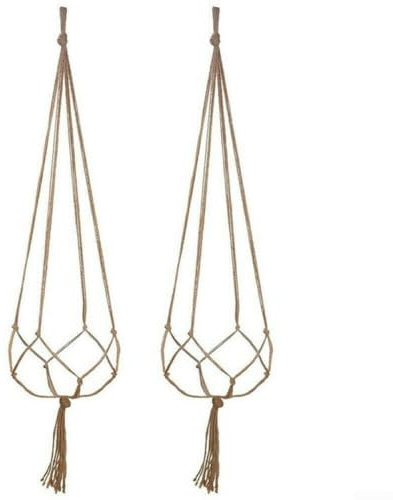 6 x Makramee-Pflanzenaufhänger, Vintage-Topfhalter, Blumengarten, Pflanzenaufhänger für den Innenbereich, Wandbehang