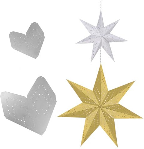 2 Stück Faltstern Stanzschablonen Weihnachten Metall weihnachtssterne DIY Stanzschablone Prägeschablonen Stanzformen Schablonen Fenster Dekoration Advent Christmas (Viele Eckig (28cm + 20cm))