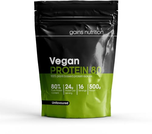 GN Vegan Protein 80 Protein Powder | 500g Unflavoured Pea-Protein Powder - Plant Based Protein-Powder | 24g per Serving | Non-GMO, Gluten & Dairy Free