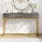 KAZZIO Konsolentisch,Flurtisch mit 1 Schublade,Leichter Luxus-Stil Beistelltisch, Sofatisch,120x38x76cm,Grau/Gold