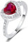 MYBELLNA Versprechen Ring für Ihre 925 Sterling Silber Erstellt Ruby Blue Saphir Smaragd Diamant Herz Versprechen Hochzeit Verlobungsring für Frau Freundin Ihr Jubiläum (Ring-1, Red, 49（15.7）)
