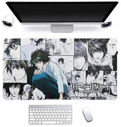 AIPILEI Death Note Mauspad Gaming-Mauspad, Anime-Death Note-Charakter, bedrucktes Mauspad, rutschfeste Gummiunterseite, Computertastaturmatte für Gaming-Büro, 800 x 300 mm (Typ 1, 800 x 300 mm)