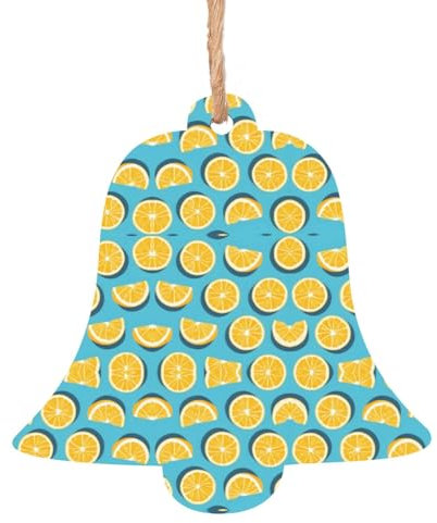 Adatto per porte e finestre di Natale a forma di campana in legno, 6 pezzi, con cunei di limone, ornamenti a campana per albero di Natale
