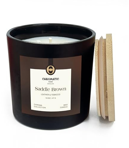 Leder- und Tobacco-Kerze für Damen, Saddle Brown 3-Wick Candle für zu Hause mit Leder und Tabak, 360 g Kokosnusskerze mit 60 Stunden Brennzeit