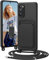 BENTIACC Handykette Silikon Hülle für Samsung Galaxy S20 FE mit Band, Handyhülle mit Kartenfach, Abnehmbar Kordel Kette, Stoßfeste Schutzhülle für Samsung Galaxy S20 FE (Schwarz)