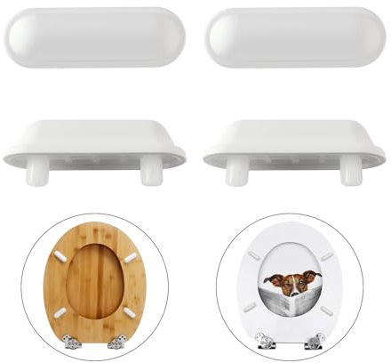 Fanmitrk Toilet Seat Cushioning Pads-Toilet Seat Feets in White,Bumpers Anti-Noise Replacement Cushioning Pads,for Wooden Toilets Use (White, PAD02)
