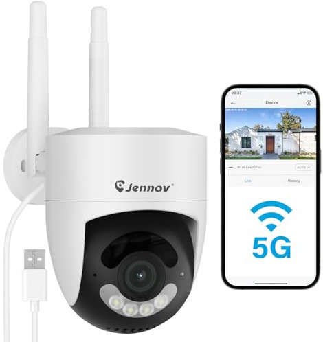 Jennov Überwachungskamera Aussen, WLAN IP Kamera WiFi mit 360° Ansicht