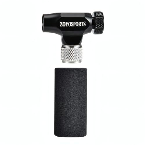 ZOYOSPORTS Pompa di gonfiaggio CO2 compatibile con valvola Presta e Schrader, per mountain bike e bici da strada, con manicotto isolato, cartucce di CO2 non incluse, veloce e facile (titanio nero)