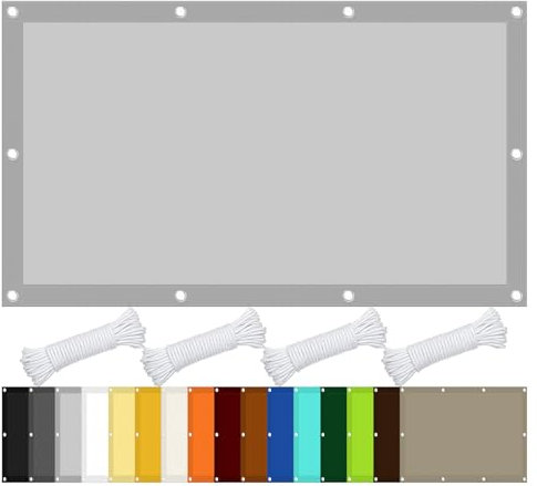 Voile D Ombrage Abri de Jardin 290 x 540 cm Polyester Anti-Déchirure Toiles D'Ombrages Filet Ombrages avec Le Kit de Fixation Tissu d'ombrage pour Patio Terrasse Extérieur, Gris Clair