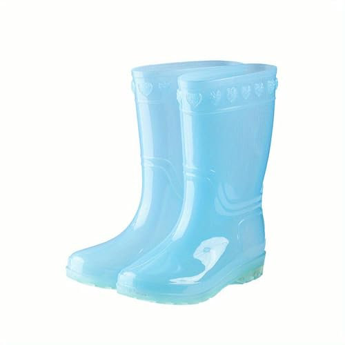 ZBDZSW Stivali da Pioggia Trasparenti e Resistenti, Impermeabili, Antiscivolo, Resistenti all'Usura, a metà Polpaccio, per Le giornate di Pioggia, Calzature da Donna