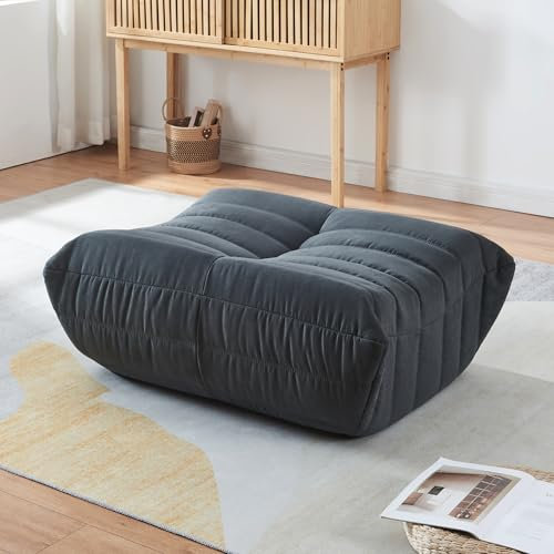 [en.casa] Fußhocker Kodsø Sitzhocker Bodenkissen 35 x 80 x 65 cm Sitzkissen Boden Pouf Sitzsack gepolstert Ottomane Sitzpouf Mikrofaser Schwarz