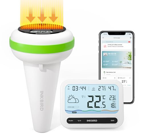 Inkbird IBS-P03R Solar-Poolthermometer-Kombi-Set, WLAN-Gateway mit Wetterinfo, UV-Index, Temperatur- und Feuchtigkeitsalarmen