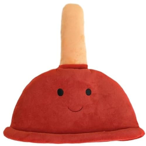NASSMOSSE Funny Hat Red Toilet Plunger Plush Costume Adult Kid