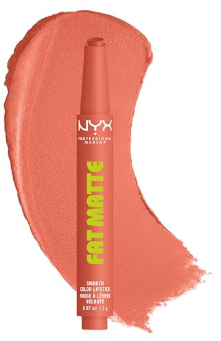 NYX Professional Makeup, Fat Matte Smooth Color Lipstick, soft-mattes Finish mit cremiger Textur, intensive Farbe mit jedem Klick, leichte vegane Formel, Farbton: Cashmere Cutie