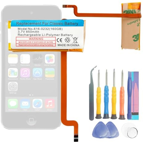Aousavo 616-0232 160GB ersatz akku Kompatibel mit iPod 5th - 7th Generation Video Classic A1136 A1238 6th 80GB 6.5 120GB 7th 160GB 5th 30GB Replacement