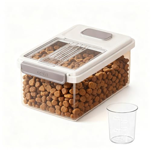 GOURDBRO Boite Croquette Chien 8KG - Conteneur à Croquettes Hermétique pour Chien et Chat avec Verre Doseur - Boîte de Stockage pour Nourriture et Friandises