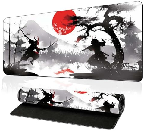GNALIA Tappetino Scrivania Gaming Xxl 80X30 Cm, 1 Pezzo Impermeabile Antiscivolo, Design Cucito, Colore Bianco Nero Rosso, Spessore 0.2 Cm