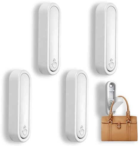 Ganchos Pared Plegables 90° Invisibles 4 Unidades Gancho Plegable de Aluminio y Aleación de Zinc para Colgar Abrigos Toallas Bolsos Ideal para Oficina Cocina Baño Dormitorio Incluye Tornillos