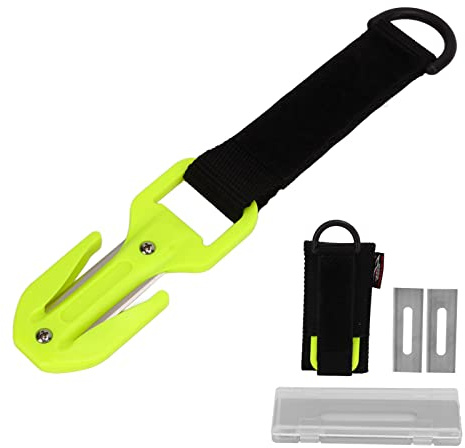 Hominas Scuba Diving Line Cutter Doppelseitiger Tauchkabel-Seilschneider mit Klinge für Safety Rescue Scuba Diver (Fluoreszierendes Gelb)