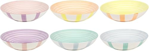 Cookinglife Spring Vibes | Assiettes à Pâtes x6 | Céramique | Assiettes Creuses 21 cm | multicolore | Lave-vaisselle, Micro-ondes, Four