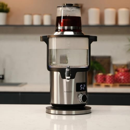 KOCHMASTER Aura Glas Samowar, 4,5L + 1,1L, 2000W, mit Temperaturregelung & Touch Display, Elektrischer Teekocher aus Glas