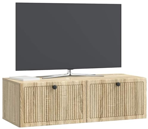 vidaXL Wandmontierter TV-Schrank Sonoma-Eiche 98 x 41 x 30 cm, Moderner Wohnraum, rechteckiger TV-Schrank, viel Stauraum, Wandmontage, kompakter Organizer fürs Zuhause