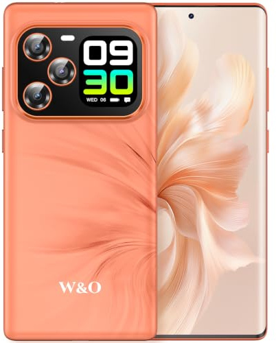 5G Smartphone 12GB+512GB, Dual-Screen Android Handy, Handy ohne Vertrag | Mobiltelefon mit 6,67 OLED Gebogene Bildschirm, 1,75 Zusatzdisplay, 64MP+16MP Kamera, 5000mAh Akku, Dual SIM Handy, Orange