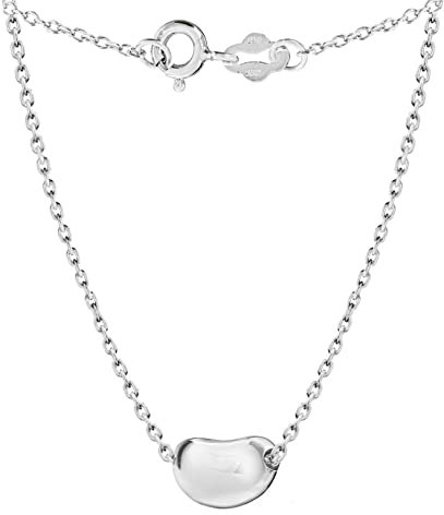 Tuscany Silver Women's Sterling Silver Coffee Bean on Trace Chain Necklace of Length 41 cm/16 Inch