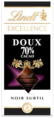 Lindt - Tablette 70% Cacao Doux EXCELLENCE - Chocolat Noir, 100g
