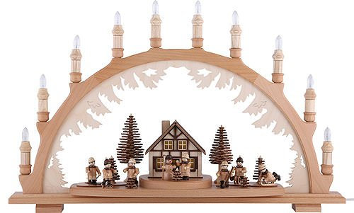 Dregeno Seiffen Schwibbogen - Winterkinder - 67 x 42cm - Original Erzgebirge Schwibbögen