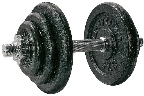 Tunturi Hantel Gusseisen 20kg - Hantelset mit Schraubverschluss - Kurzhantelset - 1 Hantelstange - 30mm - inklusive kostenlose Fitness-App