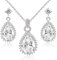 Crystalline Azuria Tropfenform Weiß Zirkonia Kristalle Hochzeit Schmuck-Set Halskette Anhänger 45 cm Ohrhänger18 kt Weiß Vergoldet