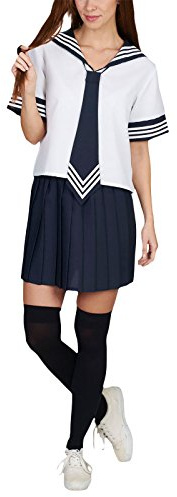 Andrea Moden - Kostüm Matrosin, Faltenrock und Oberteil mit angenähter Krawatte, Marine, Schuluniform, Cosplay, Mottoparty, Karneval