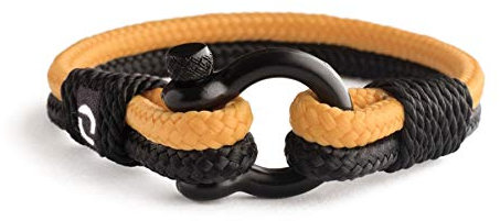 Mens Rope Bracelet - Stainless Steel Black Shackle, Extremely Durable and Scratch Resistant Waterproof Paracord, Handmade, Nautical Wristband for Men, M, Rope Stainless Steel