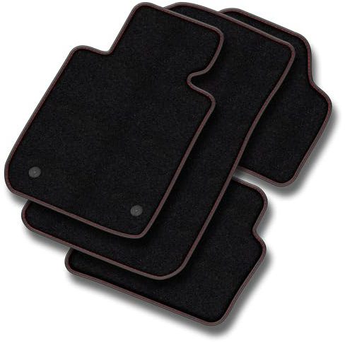 MOTOS Premium Velours-Fußmatten passend für Audi A4 I B5 1994-2001 - Premium, Leder, Rot fußmatten Auto - Erleben Sie neuen Fahrkomfort mit einem Automatten Satz für Ihr Auto