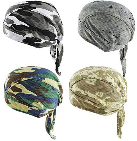 Vertvie 3 Stück Kopftuch Atmungsaktiv Sports Bandana Cap Bikertuch Bandanas Hat Radfahren Mütze Herren Damen (One Size, 4 Paar)