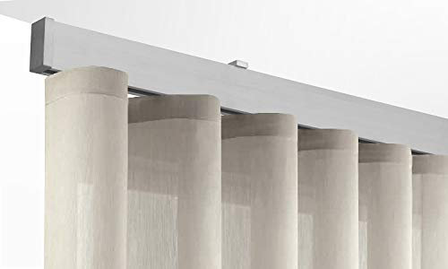 Binario per Tende a Onde - Installazione a Soffitto con Tappi Terminali da 8 mm - Completo per l’Installazione (BIANCO, 240 CM)