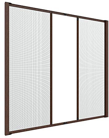 Zanzanet Zanzariera laterale doppia orizzontale su misura porta finestra scorrevole avvolgibile rullo a molla frizione cassonetto 50mm antivento personalizzabile reti Made in Italy Noce Scuro