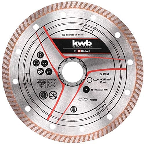 Original Einhell Diamant Trennscheibe 150 x 1,6 mm (Winkelschleifer-Zubehör, Ø 150 x 1,6 mm, M14-Aufnahme, max. 10.250 min-1, extra dünn für wenig Materialverlust)