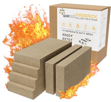GIRtech USL Isolierschamottsteine 2500F 6 Stück Schamottesteine für Innenverkleidung Heizgeräte isolierende Wärmeschicht für Kamin, Stahlofen, Holzofen, Keramikofen, Schmiedeschmiede