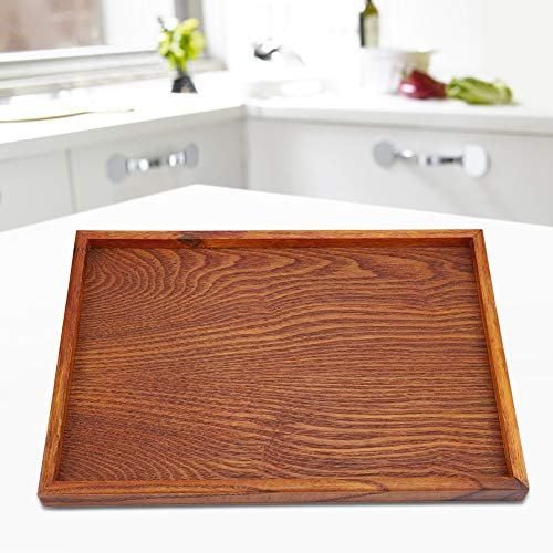 Tyenaza Bandeja de Madera para Servir Plato, Platos de Madera para Carne, Bandeja de Madera pequeña Rectangular sólida Natural para Aperitivo de Queso para Fiestas de Comida(35 * 24cm)