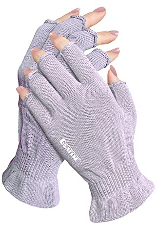 Gsafeme Gel-Maniküre-Handschuhe, Anti-UV, fingerlos, Hautschutz, blockierende LED-Nagellampe oder Sonnenlicht, für Damen, Zuhause, Outdoor, Grau, Violett, 1 Stück