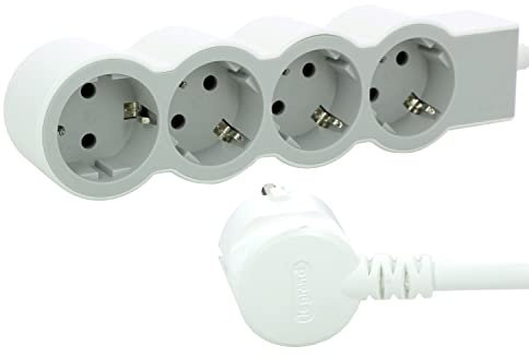 LEGRAND, Flache Steckdosenleiste, 4-fach Steckdose, Mehrfachsteckdose, 5 Meter Kabellänge, Ultraweiß/Grau, 694569