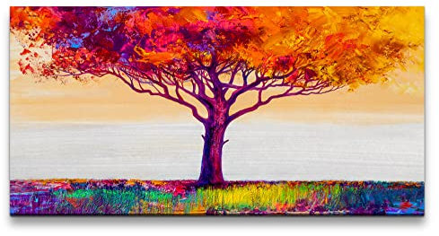 Paul Sinus Leinwandbild 120x60cm Bunter Baum Farbenfroh Malerisch Kunstvoll Farben