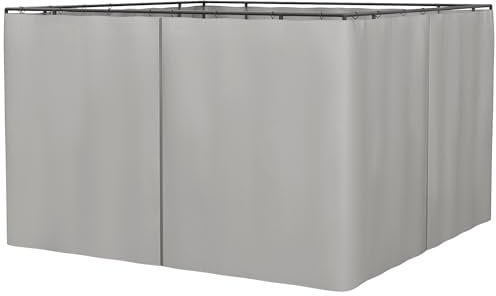 Outsunny Replacement Gazebo Curtains, 4-Panel Gazebo Side Panels Only, for 3 x 3 (M) Gazebos or Pergolas, Hooks/C-Rings Included, Light Grey
