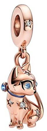 Lkwidi Charme Rose Gold Pet Cat Dangle Charms-Anhänger 925 Sterling Silber Charm Bead Pendant für Europäische Armbänder und Halsketten